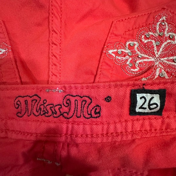 Miss Me Skinny Jeans Women 26 Red JP5335S8 Embroidered Rhinestone Pockets - Picture 10 of 14